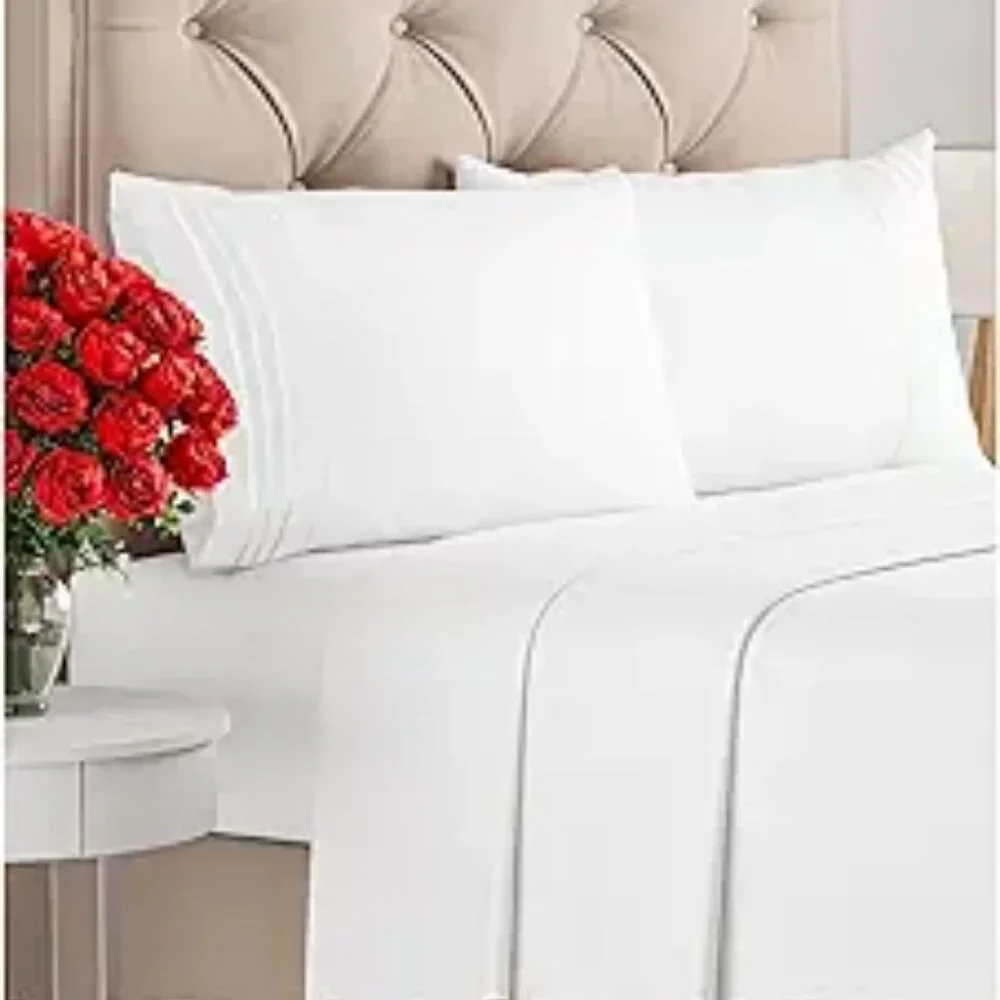 Queen Size 4 Piece Sheet Set - Comfy Breathable & Cooling Bed Sheets Set -